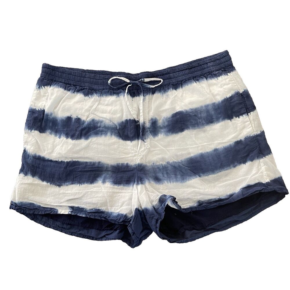 Lauren Ralph Lauren Cotton Shorts Women 14 Blue Tie Dye Boho Lightweight Coastal